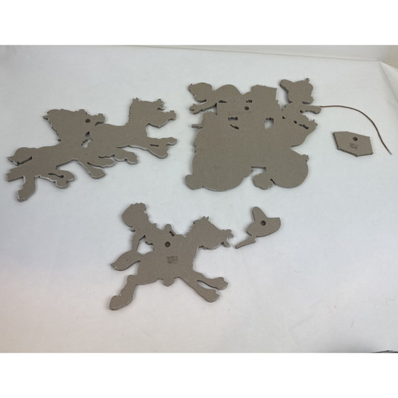 Vintage The Dolly Toy Co Cowboy Western Stage Coach Nursery Wall Plaque 1958 Set - Picture 5 of 16